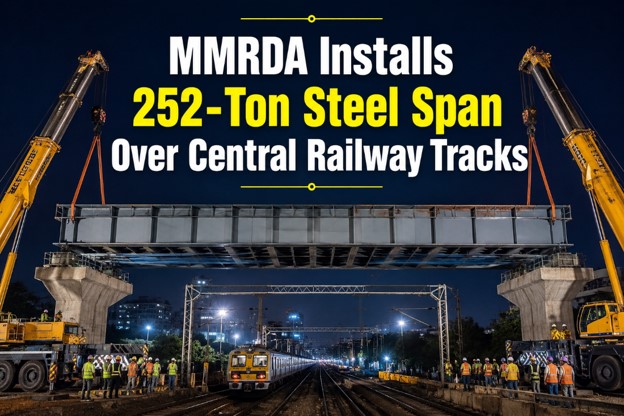 MMRDA Installs Massive 252-Ton Steel Span Over Central Railway Tracks, Boosting Mumbai Metro Line 2B Progress